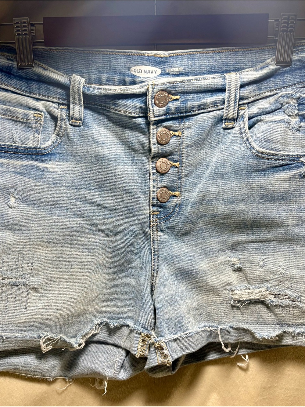 Old Navy Light Blue Distressed Button-Fly Denim Shorts